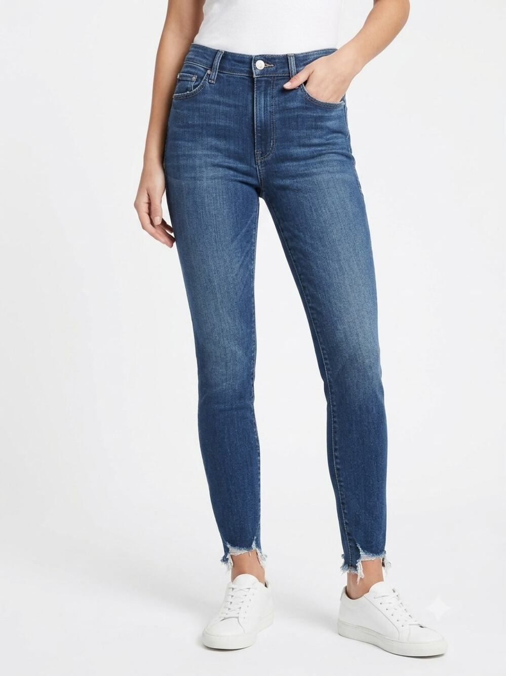 Mother Looker Ankle Fray Jeans Womens 26 Blue Denim High Waisted Tongue And Chic